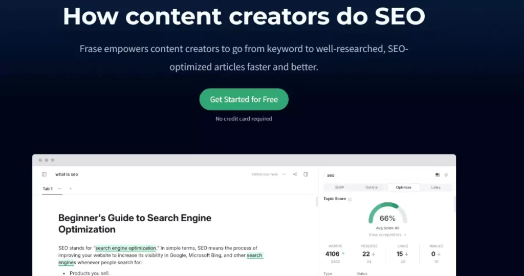 Frase is an AI-powered content optimization tool that helps marketers and content creators produce SEO-friendly, high-ranking content faster and more efficiently. Frase specializes in topic research, content briefs, and content optimization, making it ideal for teams looking to improve their search visibility. By analyzing top-ranking pages, Frase provides valuable insights into the topics and keywords competitors cover, helping users write comprehensive content that appeals to both search engines and readers.